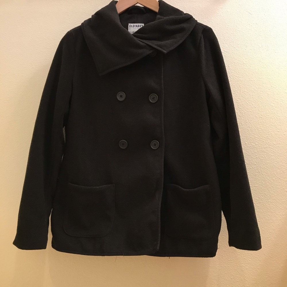 Old Navy Black Fleece Peacoat (Gently worn)